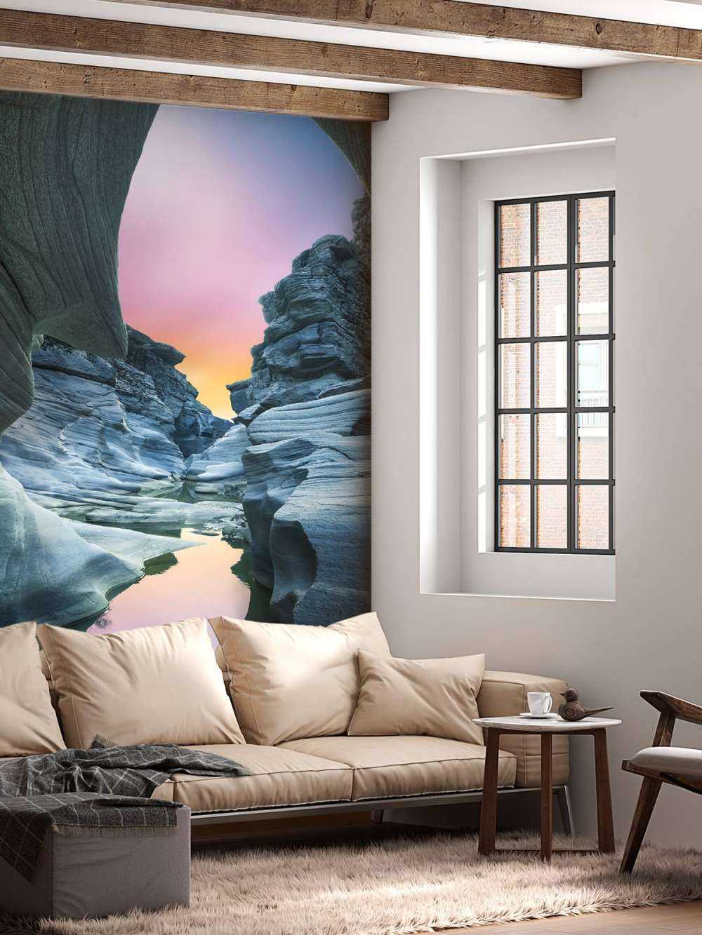 Cave with coloured sky