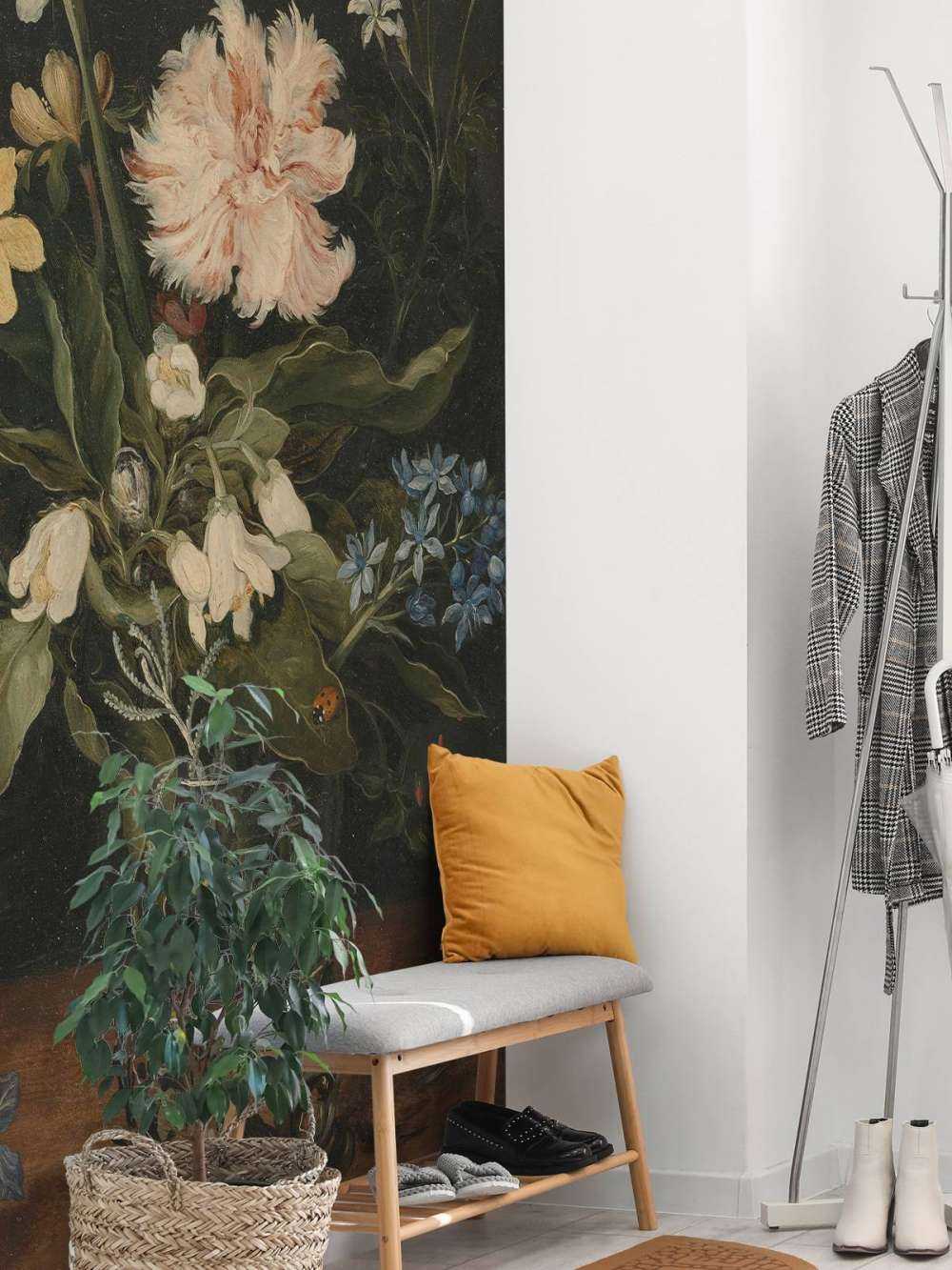 Still life with flowers in a glass