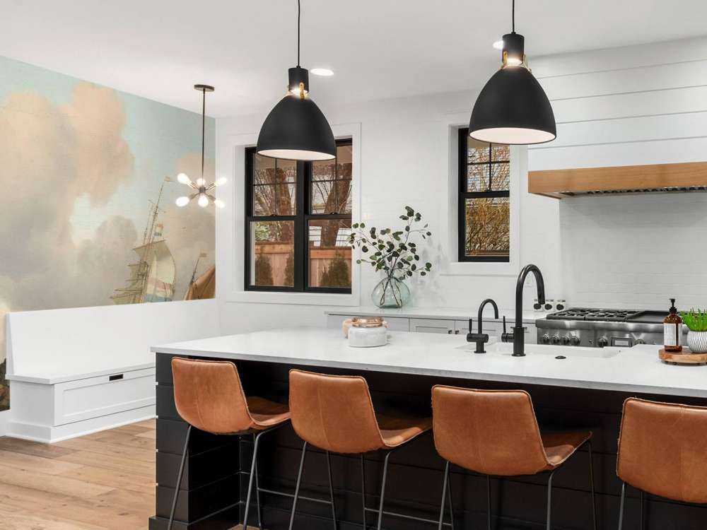 Rocky sea with ships