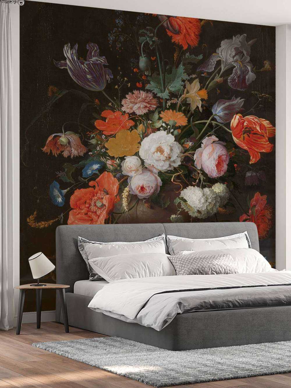 Still life with flowers and a watch