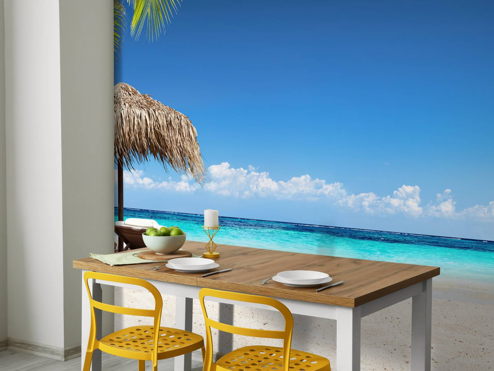 Chairs and parasol on tropical beach