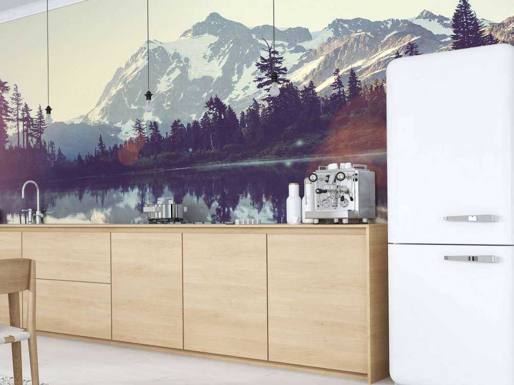 Mountain lake with forest