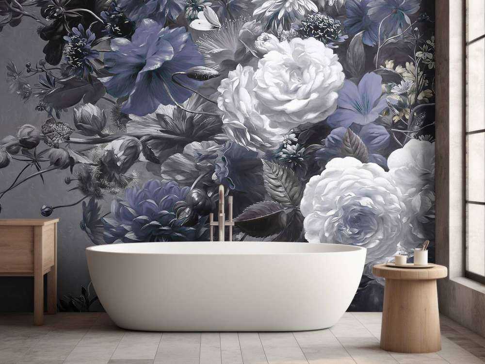 Big bouquet with blue poppies