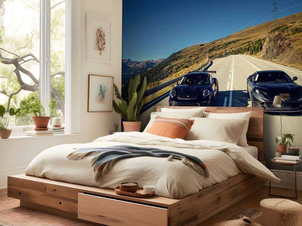 Black supercars in the mountains