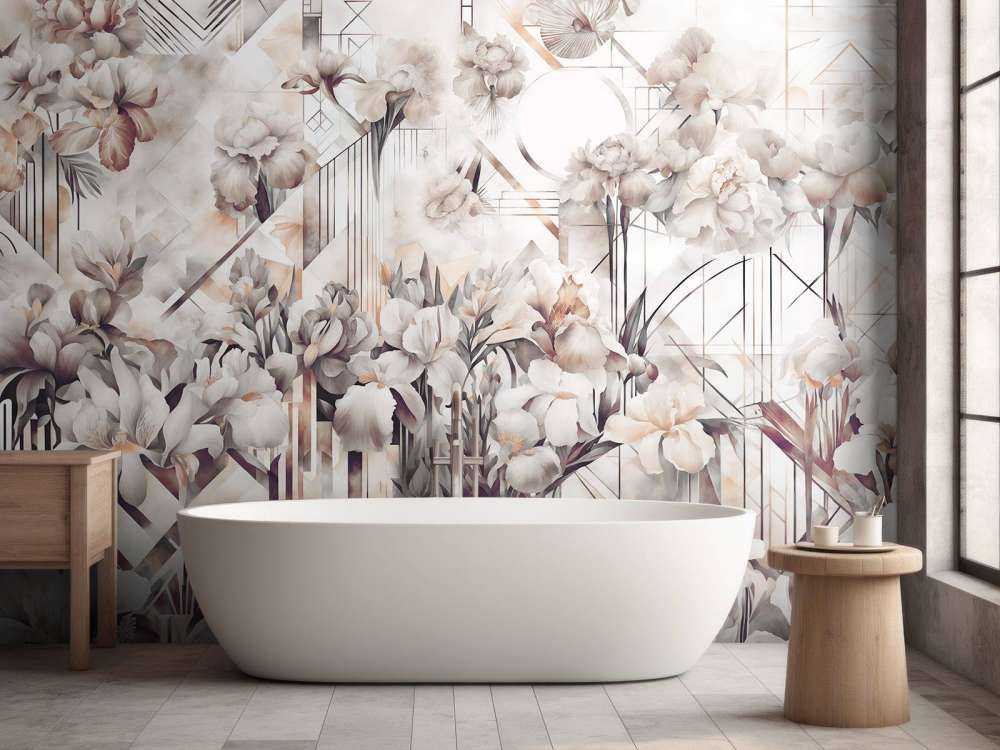 Huge Watercolor Irises Sepia