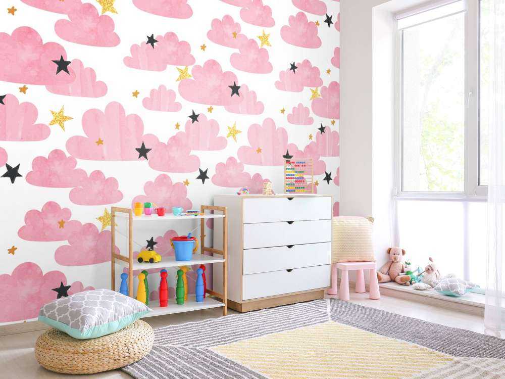 Watercolor clouds, pink