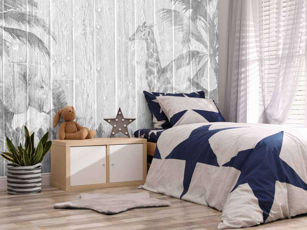 Jungle animals on wood