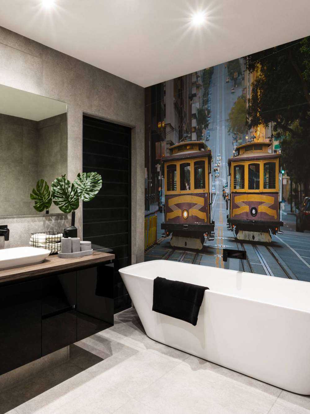 Yellow trams in San Francisco USA