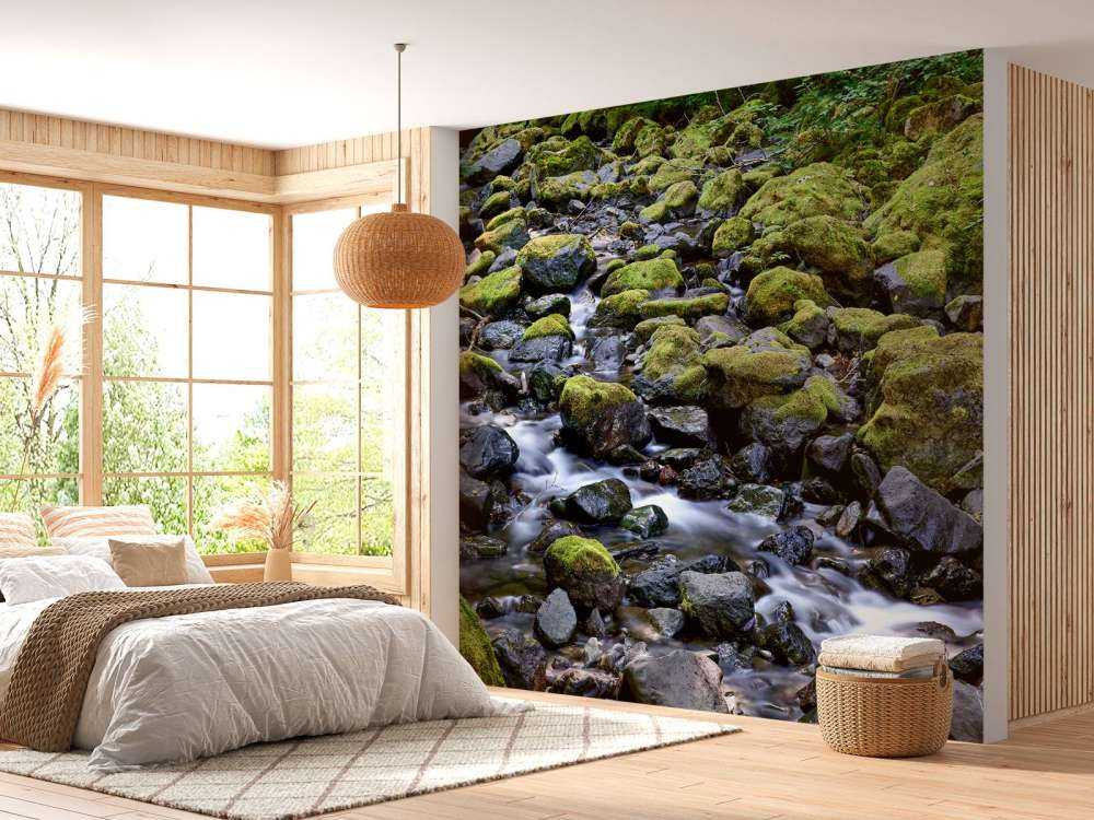 Running water with boulders