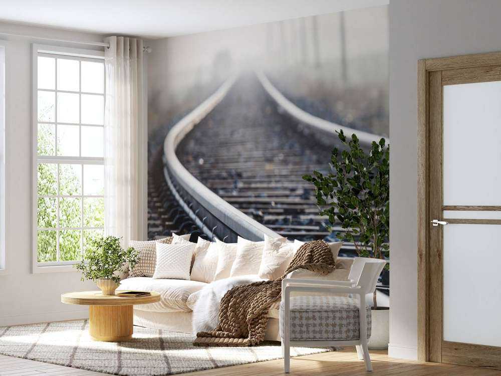 Train track in the morning mist