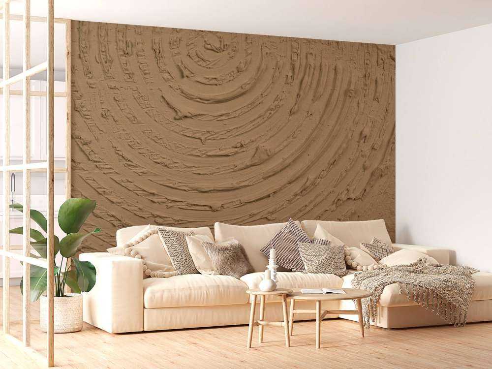 Round shapes and lines in gold brown