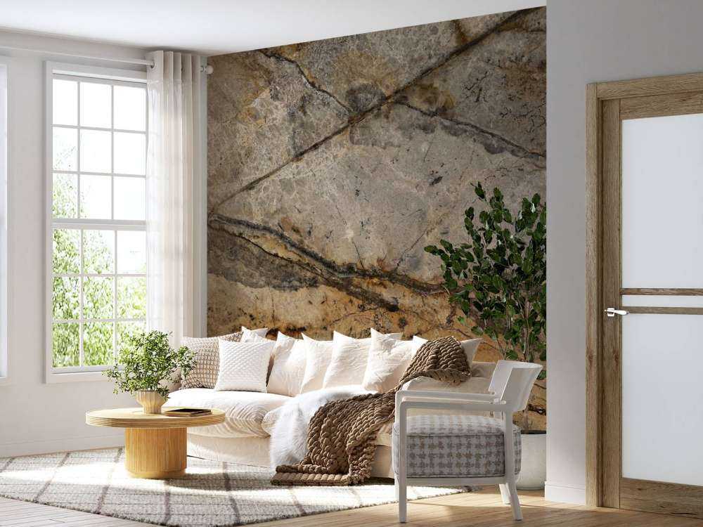 Sand-coloured marble with grooves