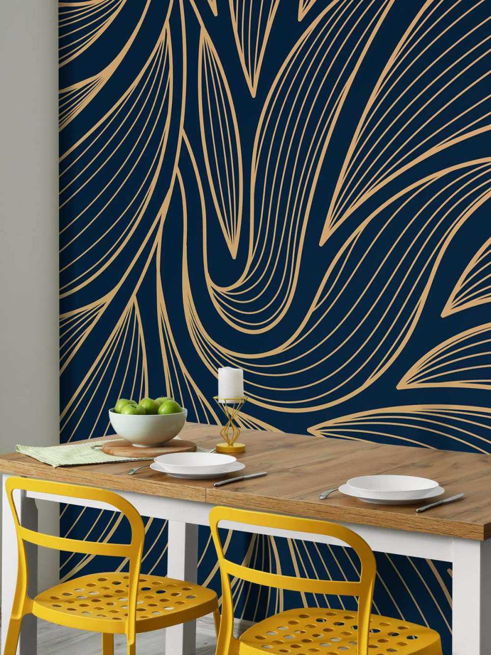 Art deco flowers blue