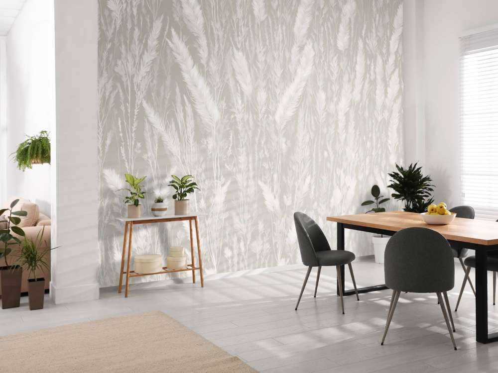 Wall of field grasses - gray