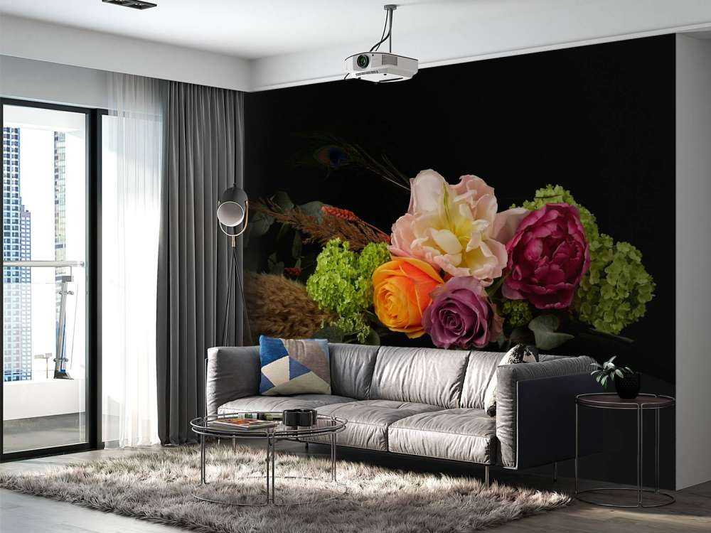 Flower bouquet with feather