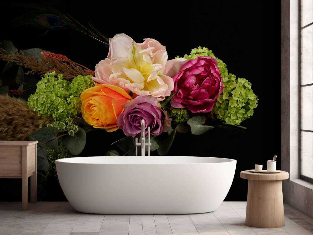 Flower bouquet with feather