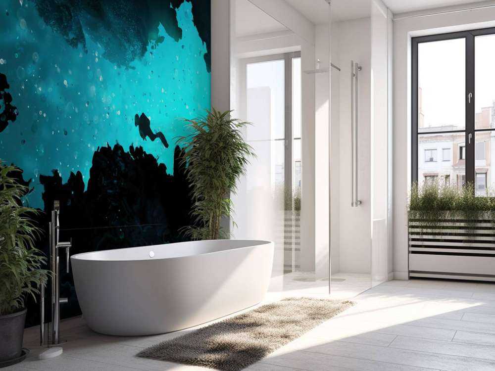 Narrow cave with diver