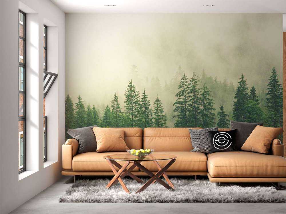 Pine trees in the fog