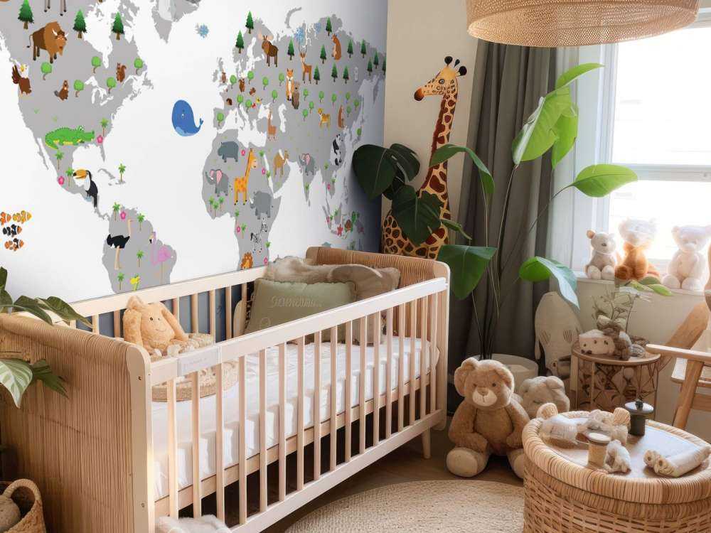 World map for children with white background