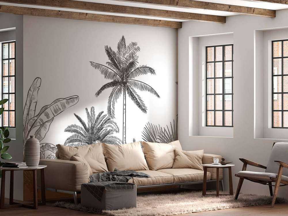 Drawn palm trees