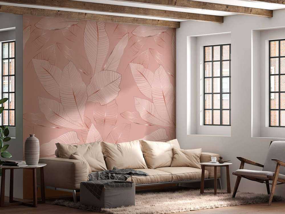 Pink gold leaves
