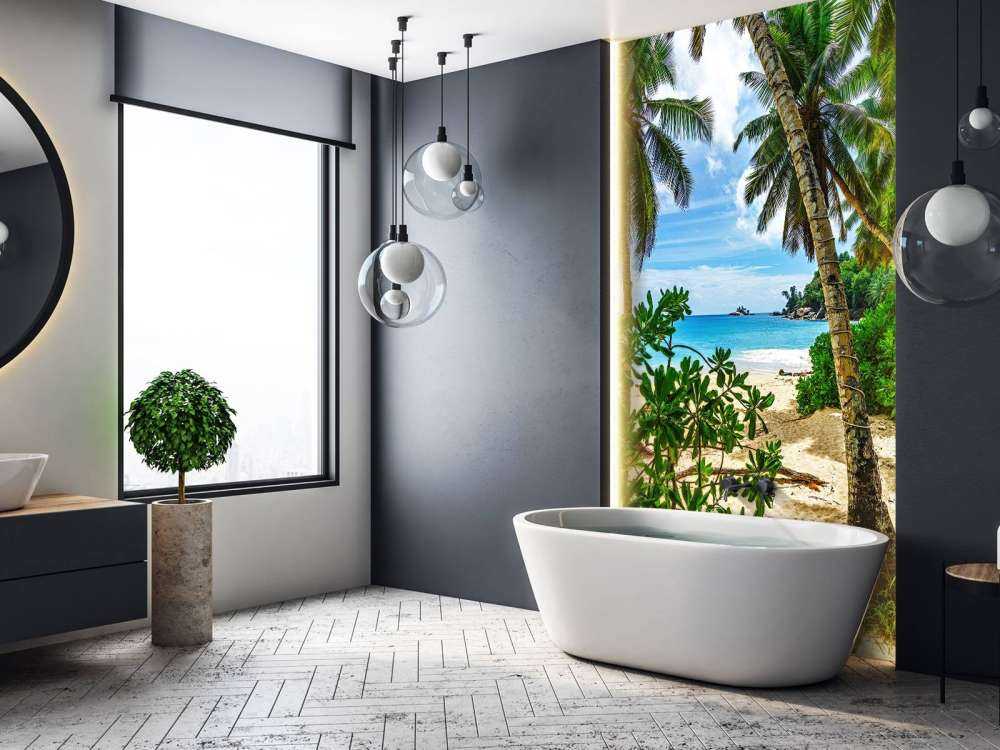 Beach between the palms