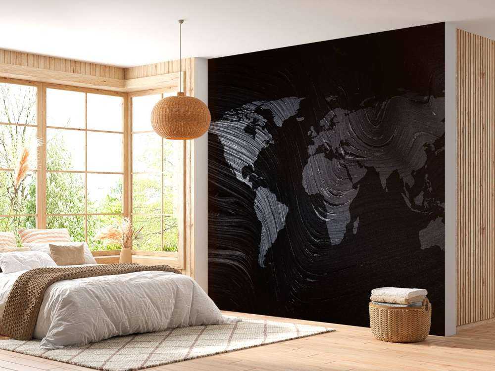 World map on a palm leaf