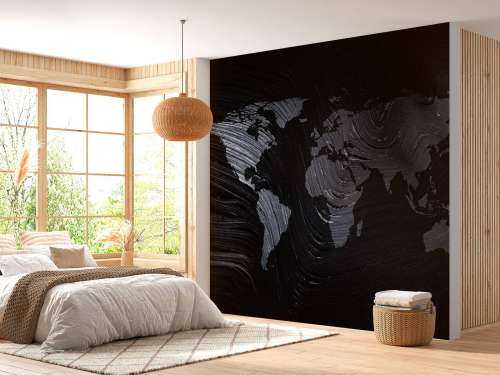 World map on a palm leaf