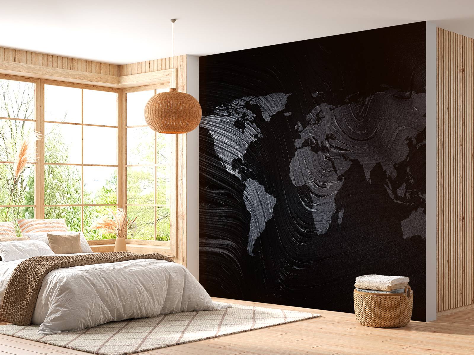 World map on a palm leaf