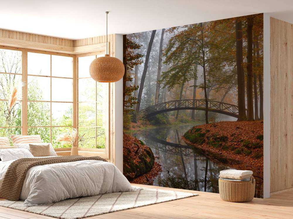 Bridge in the autumn forest