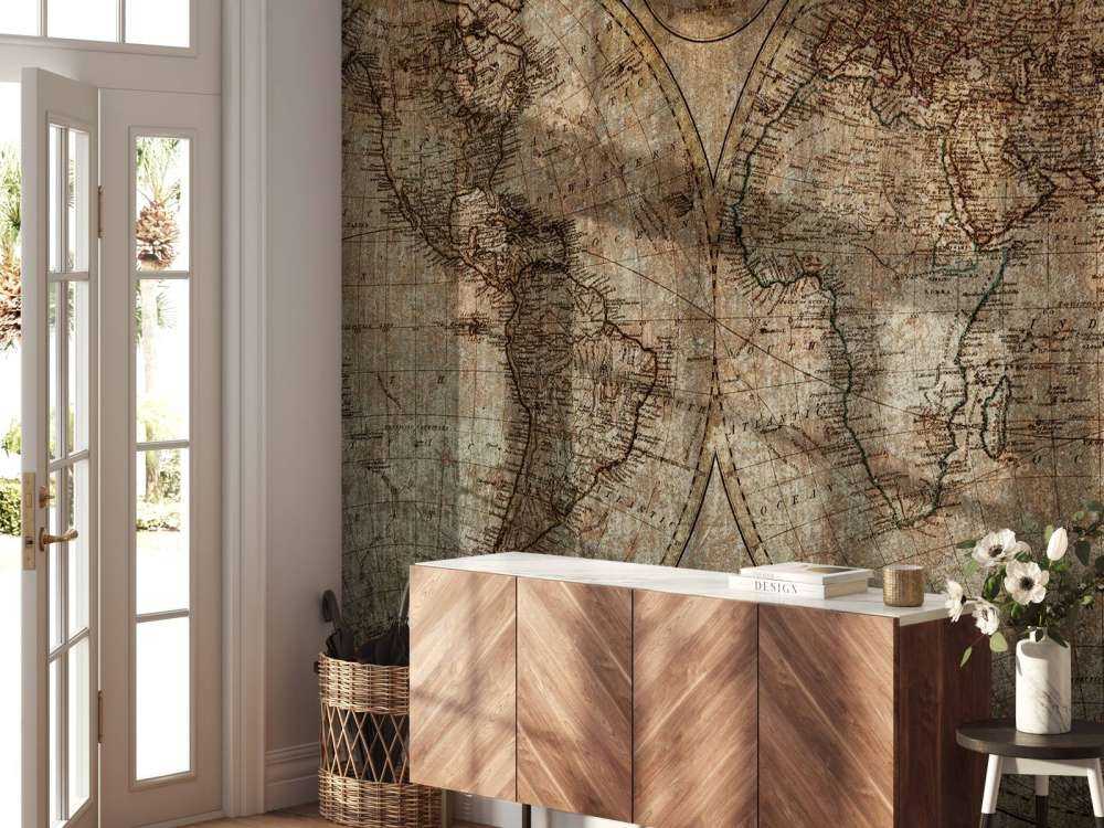 Old world map drawing