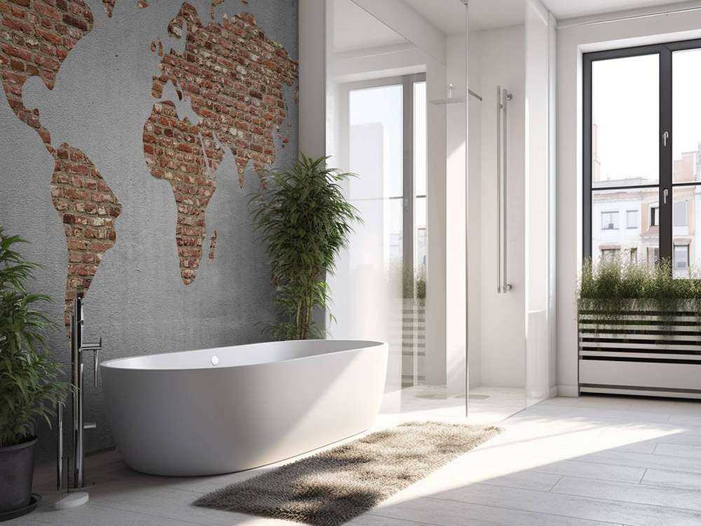 World map with bricks