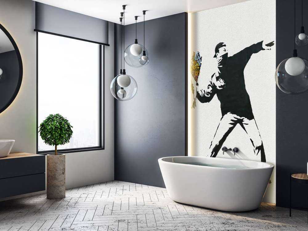 Banksy - Flower thrower, concrete