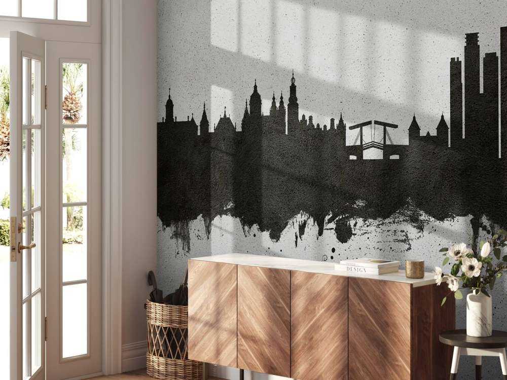 Watercolor skyline, Amsterdam