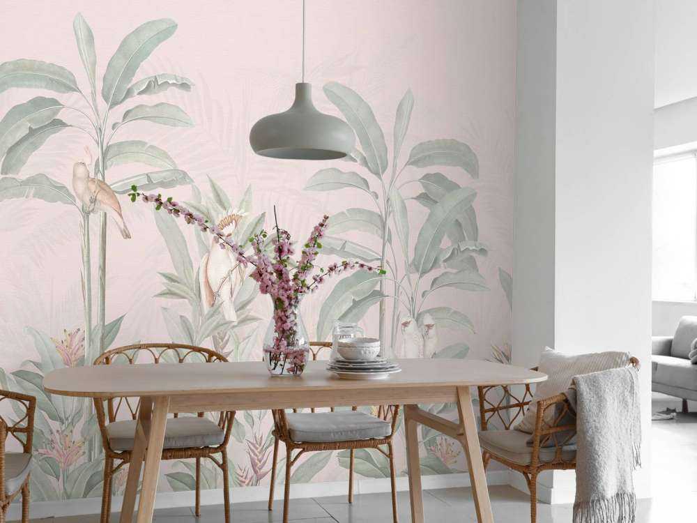Vintage Jungle Landscape - blush pink