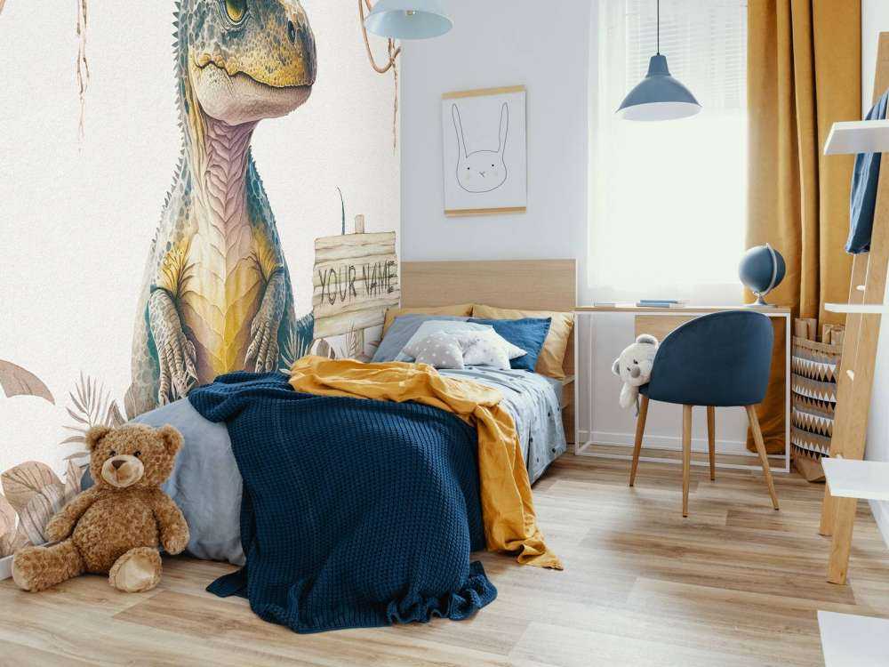 Baby t-rex in the taupe jungle