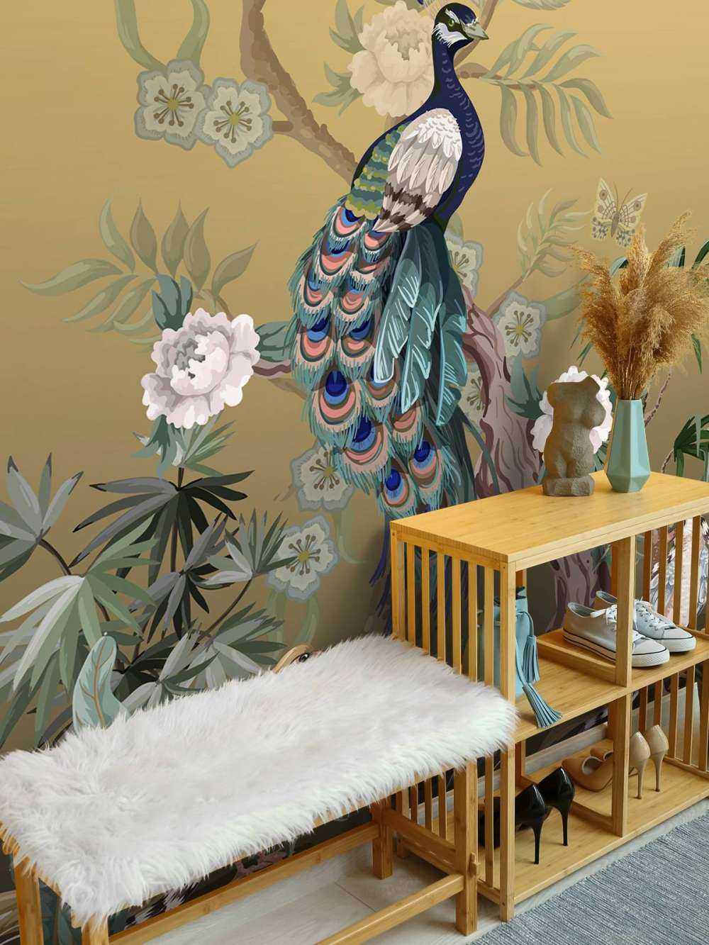 Peacocks and Peonies - Gold