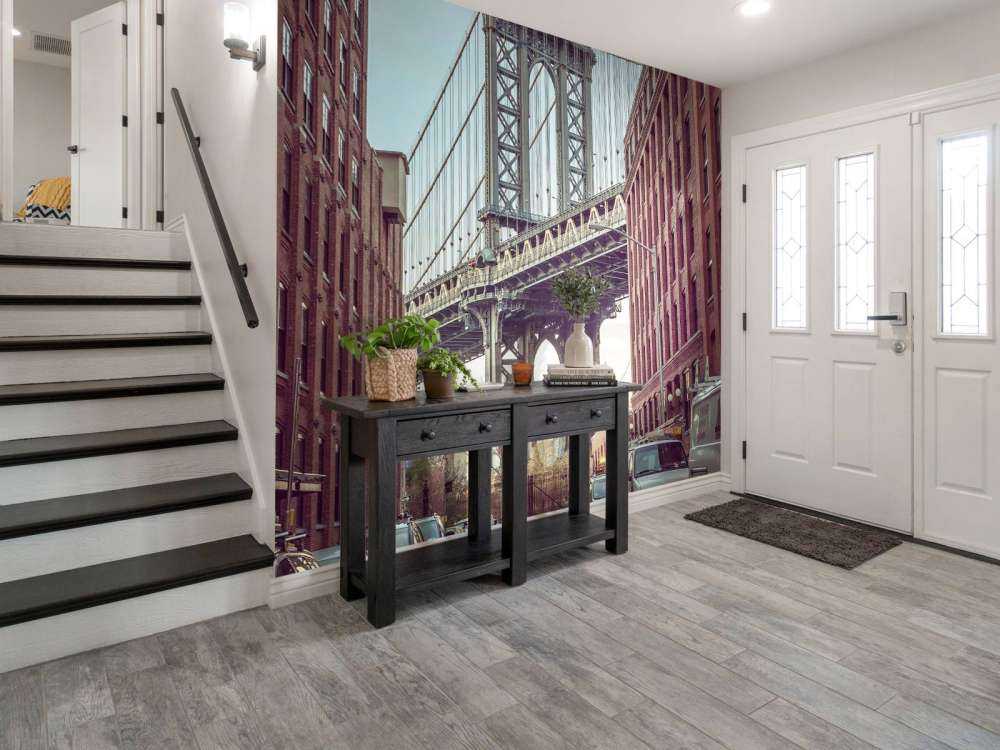 Manhattan Bridge seen from the Dumbo neighborhood in Brooklyn, New York