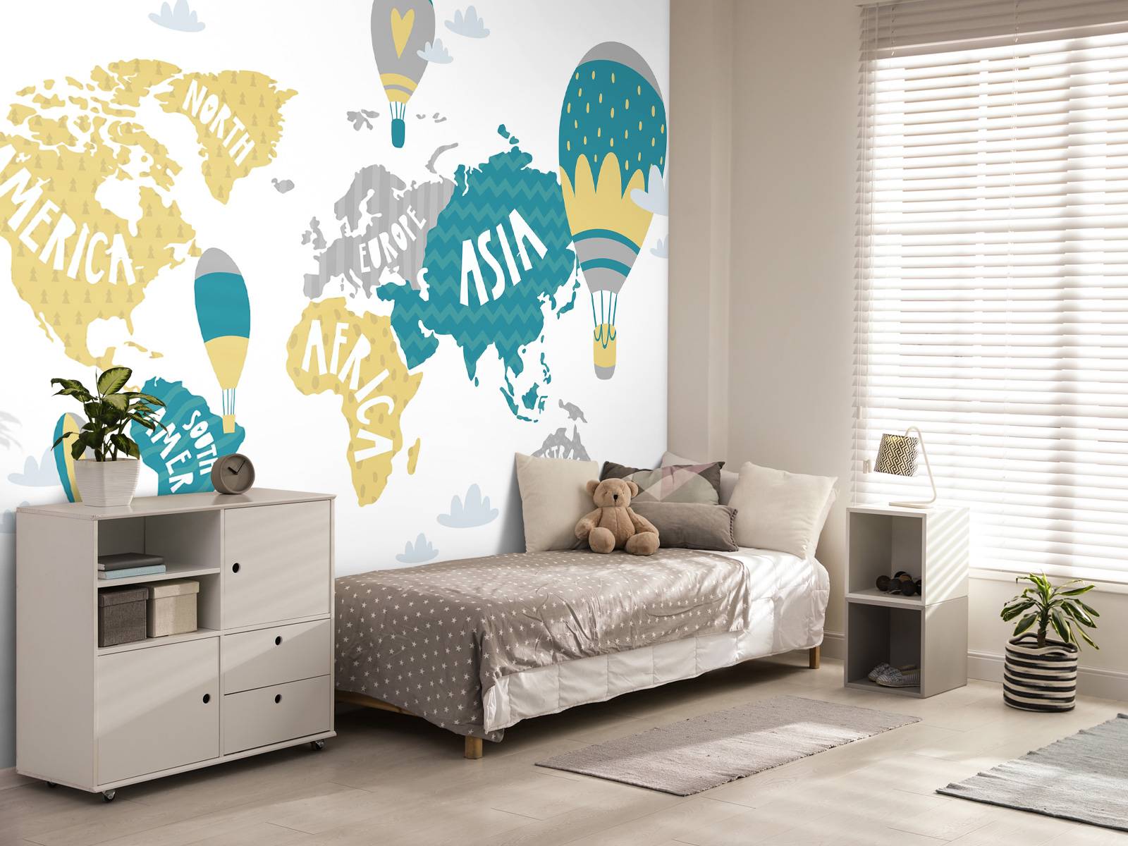 World map with balloons