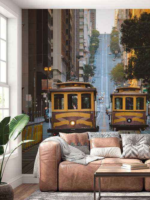 Yellow trams in San Francisco USA