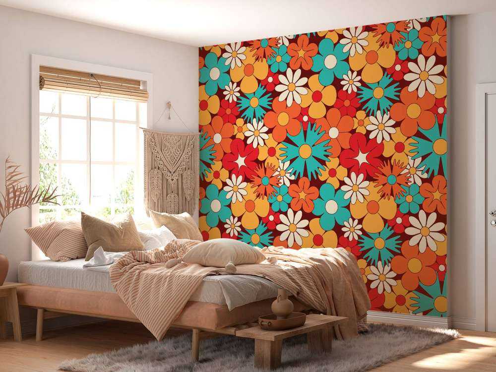 Cheerful retro flowers