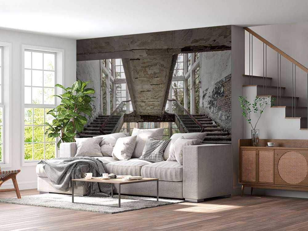 Stairwell in abandoned school