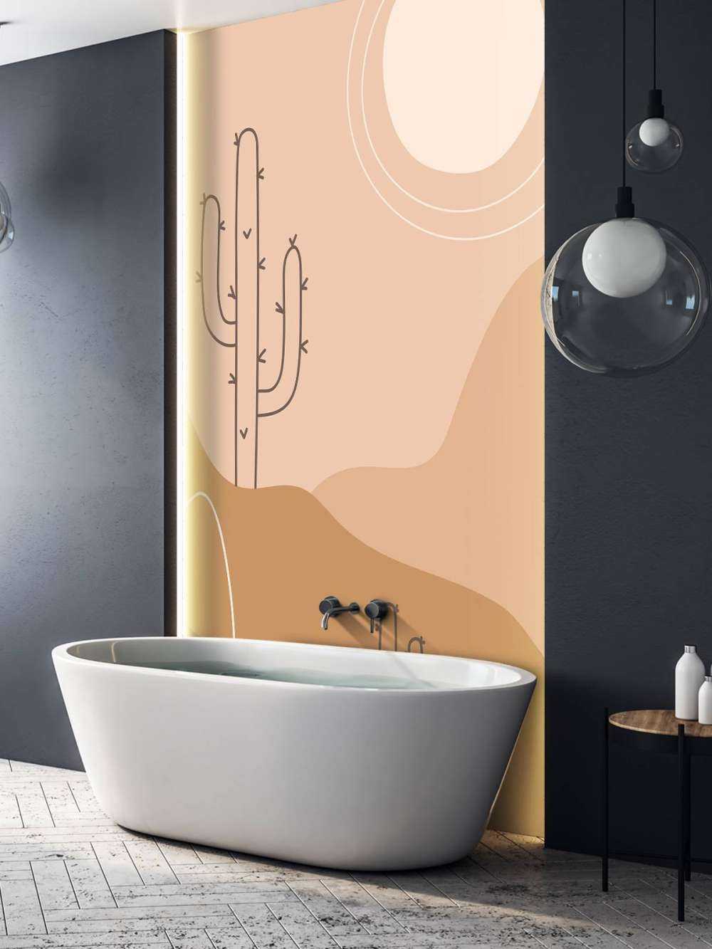 Abstracte cactussen en bergen