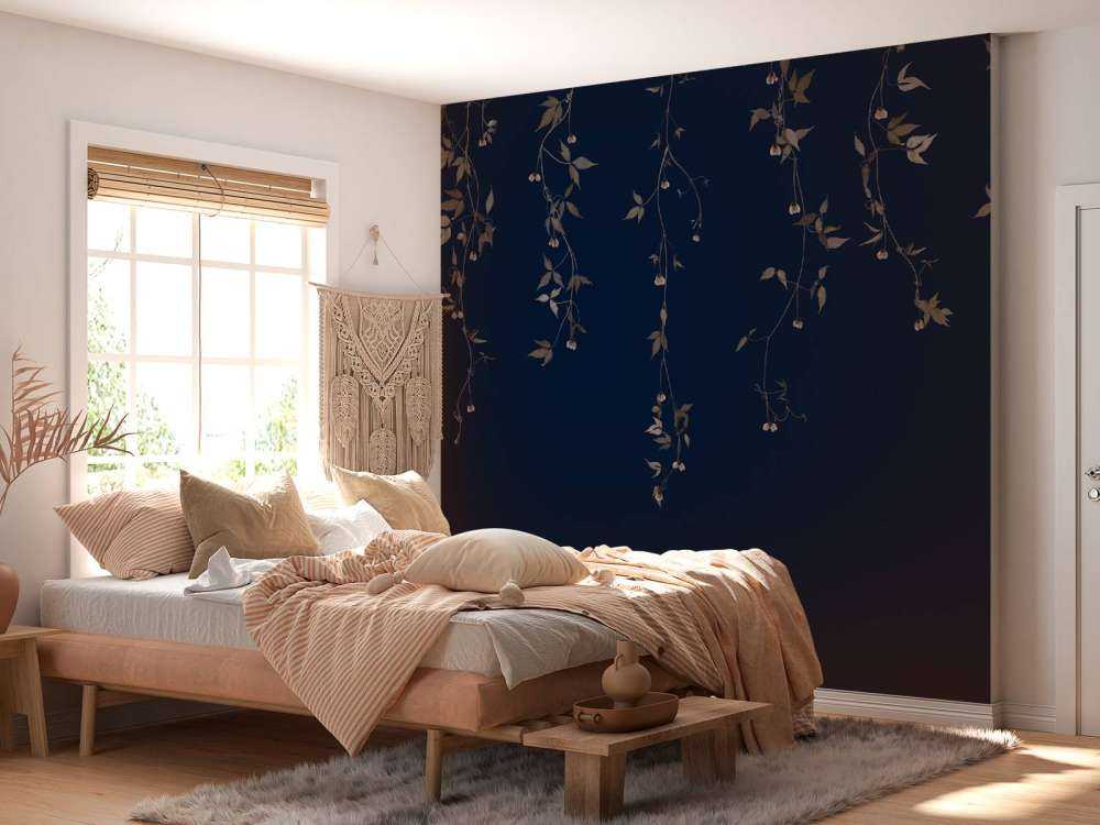 Clematis sprigs on midnight blue