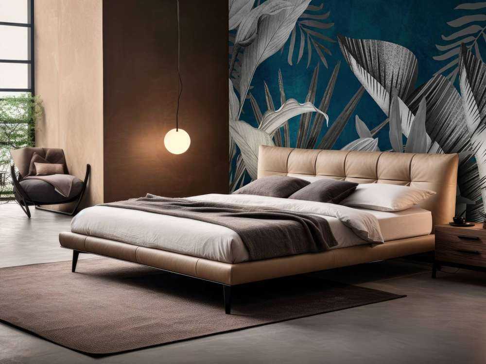 Tropical leaves on a blue background