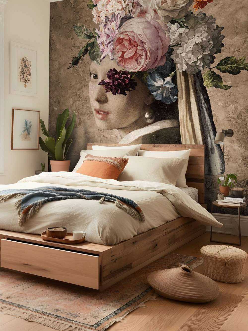 Girl with a pearl earring - flower design