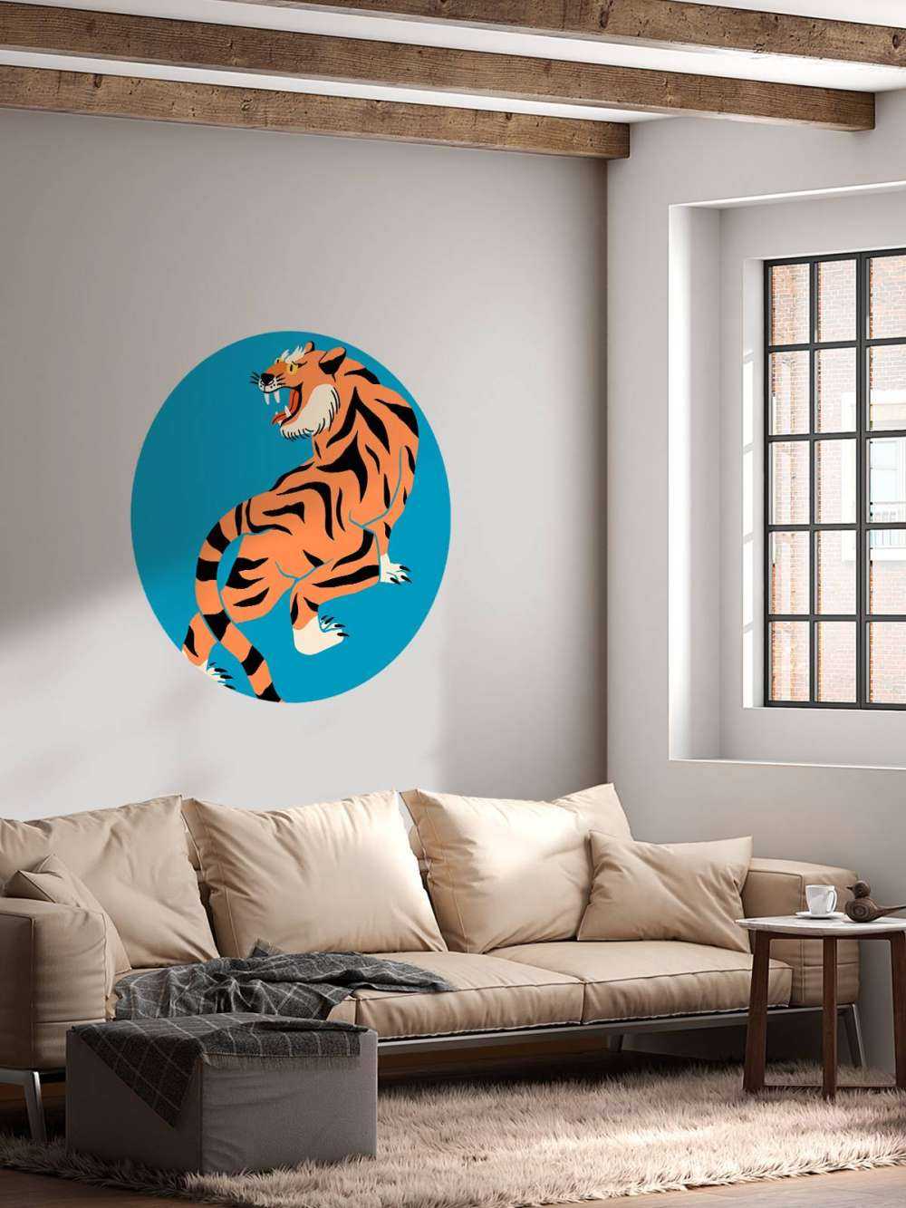 Tijger op blauwe achtergrond