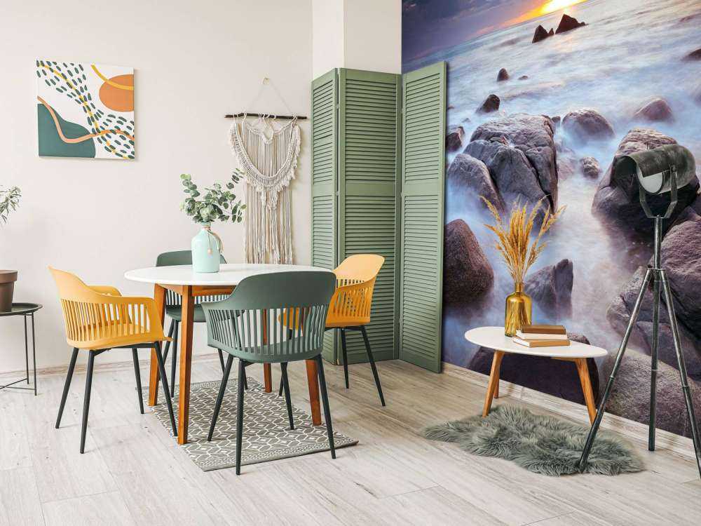 Sunset over a rocky coast