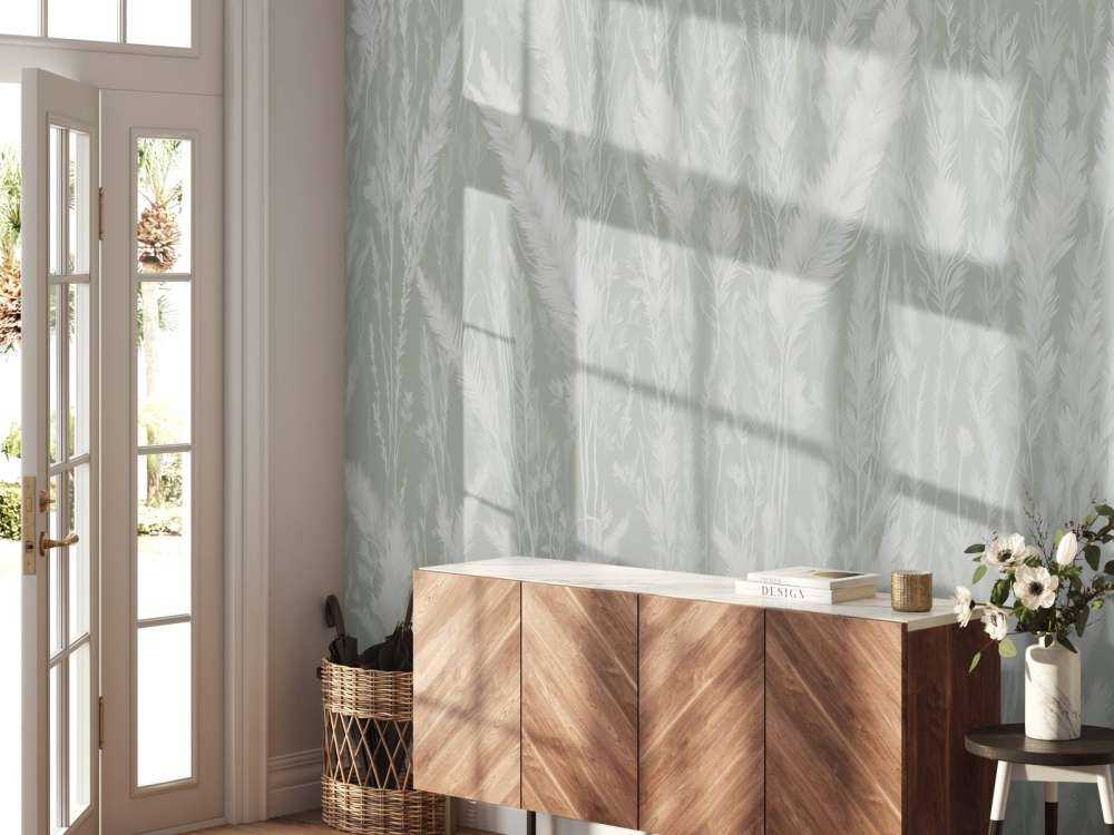 Wall of field grasses - green