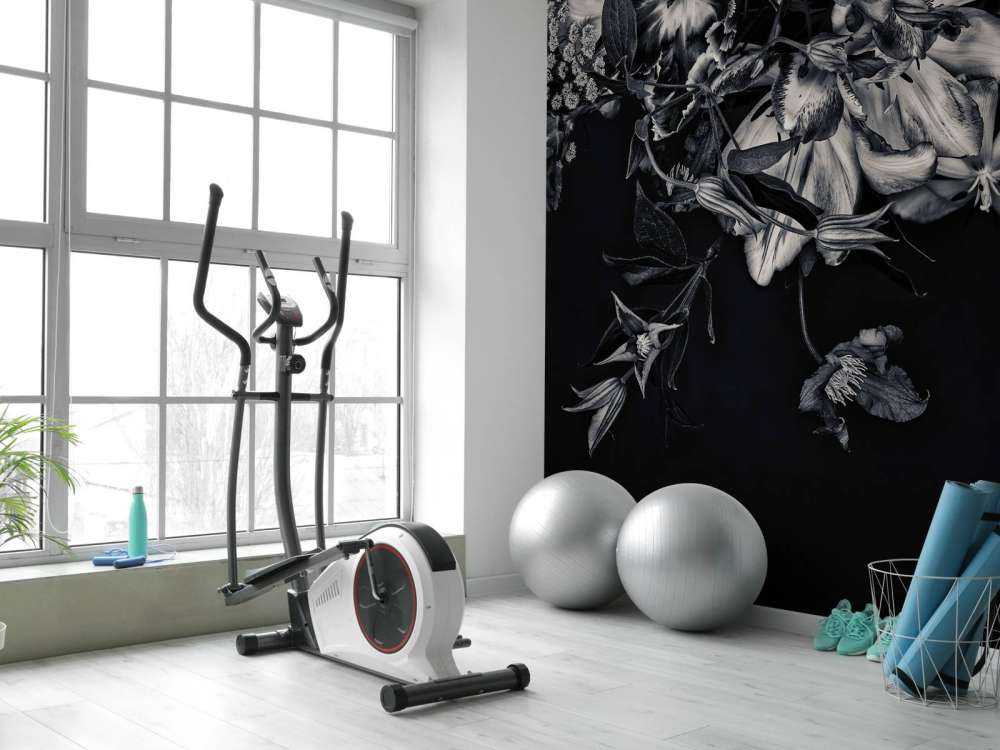 Bloemen muur blue tone